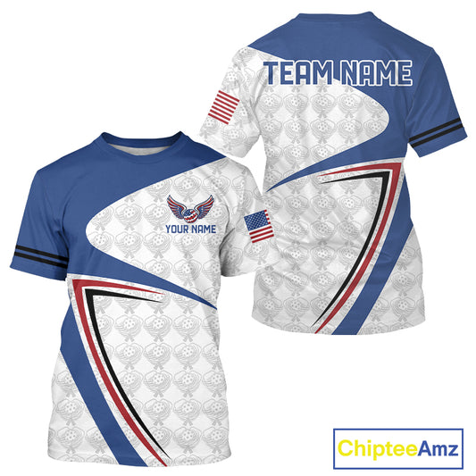Custom US Flag Patriotic Pickleball League Jerseys For Men Wings Pickleball Ball Shirts NYN2163
