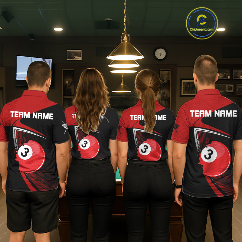 Red Crack Ball Pool Women Billiard Polo & 1/4-Zip Shirt Personalized Balls Billiard Gifts NYN2413