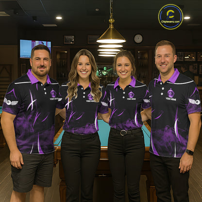 Purple Smokes Pool 8 Ball Women Billiard Polo & 1/4-Zip Shirt Personalized Balls Billiard Gifts NYN2416