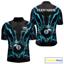 Load image into Gallery viewer, Black And Blue Crown 8 Ball Pool Polo &amp; 1/4-Zip Shirt For Men Personalized Ball Billiard Gifts NYN2424