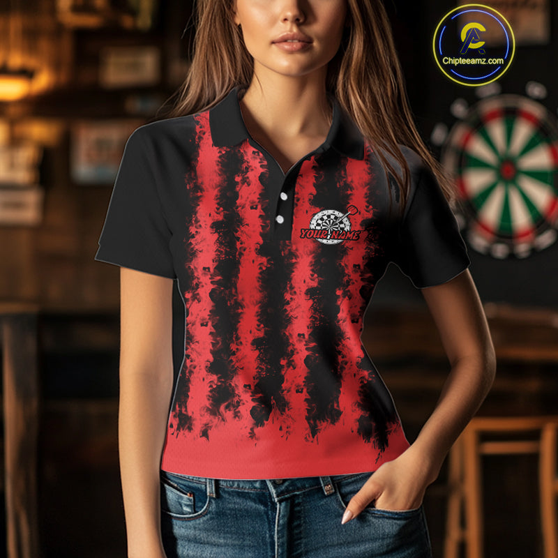 Red Flames Arround Dartboards Custom Dart Shirt For Women, Dart Team Jerseys NYN0236