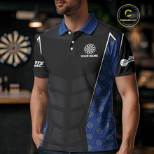 Load image into Gallery viewer, White Fog Skull &amp; Dartboard - Blue Darts Team Shirt For Men With Custom Name NYN0484
