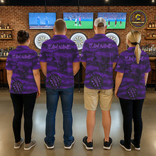 Load image into Gallery viewer, Custom Purple Grunge Wolf Torn Dartboard Men Darts Polo Shirt Wolf Dart League Jerseys NYN2167