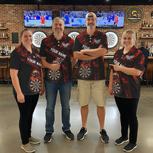 Load image into Gallery viewer, Custom Black &amp; Red Flaming Skull Darts Polo Shirt For Men Skull Dart League Jerseys NYN2169