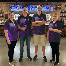Load image into Gallery viewer, Custom Purple Dripping Skull Darts Quarter-Zip Shirt For Men Fire Flame Skull Dart League Jerseys NYN2174