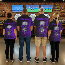 Load image into Gallery viewer, Custom Purple Dripping Skull Darts Quarter-Zip Shirt For Men Fire Flame Skull Dart League Jerseys NYN2174
