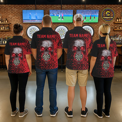 Custom Red Dripping Skull Darts Quarter-Zip Shirt For Men Fire Flame Skull Dart League Jerseys NYN2175