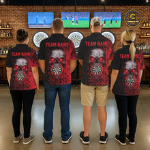 Load image into Gallery viewer, Custom Red Dripping Skull Darts Quarter-Zip Shirt For Women Fire Flame Skull Dart League Jerseys NYN2175