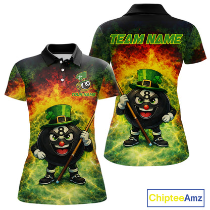 Red & Green Shamrock Thunder Funny Pool 8 Ball Women Billiard Shirt Personalized Balls Billiard Shirts NYN2653