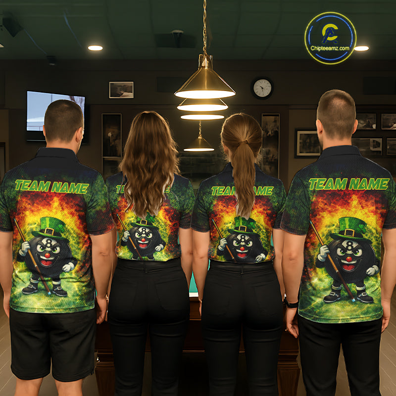 Red & Green Shamrock Thunder Funny Pool 8 Ball Women Billiard Shirt Personalized Balls Billiard Shirts NYN2653