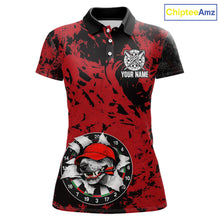 Load image into Gallery viewer, Personalized Black &amp; Grunge Red Funny Cool Dog Cracked Darts Shirts For Women Dart Team Jerseys NYN2818
