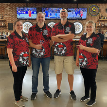 Load image into Gallery viewer, Personalized Black &amp; Grunge Red Funny Cool Dog Cracked Darts Shirts For Men Dart Team Jerseys NYN2818