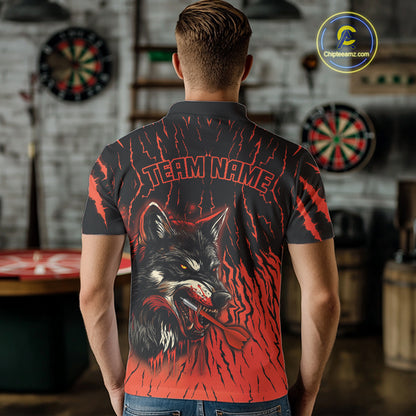 Vibrant Red-Orange Wolf Dart Arrow Shirt Custom Dart Shirt For Men, Dart Jerseys NYN0243