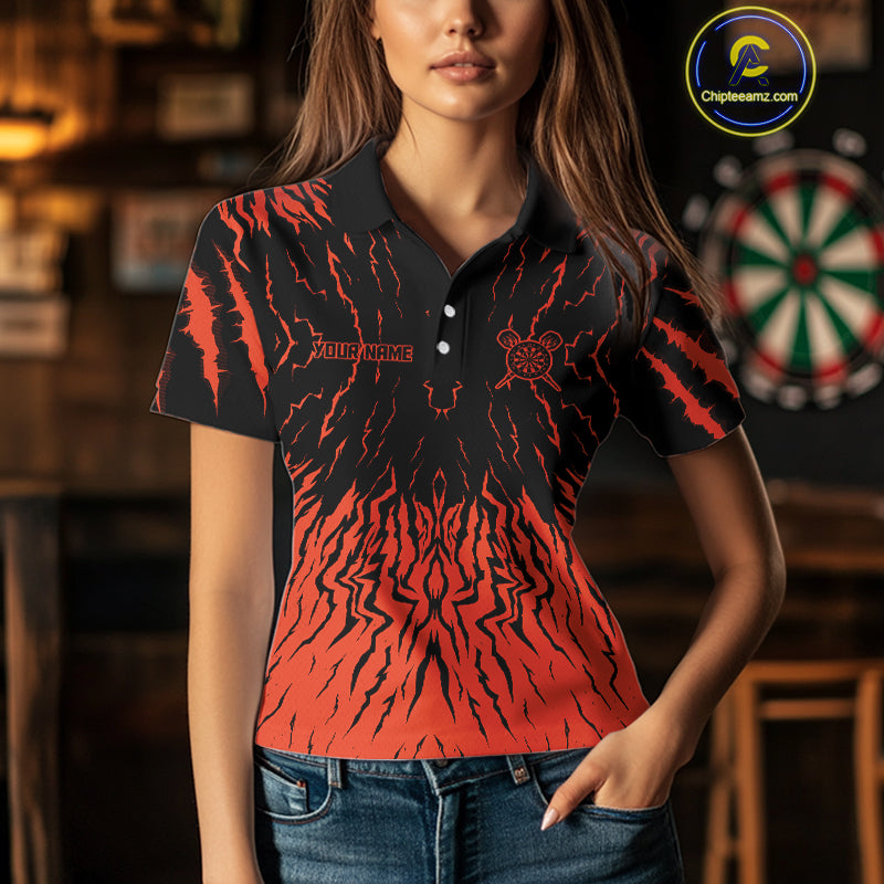 Vibrant Red-Orange Wolf Dart Arrow Shirt Custom Dart Shirt For Women, Dart Jerseys NYN0243