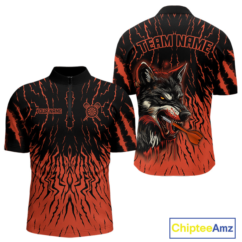 Vibrant Red-Orange Wolf Dart Arrow Shirt Custom Dart Shirt For Men, Dart Jerseys NYN0243