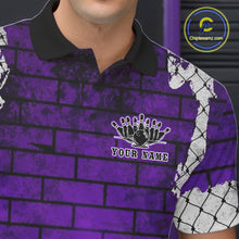 Load image into Gallery viewer, Purple Brick-Wall Fierce Bulldog Men Bowing Team Shirt Personalized Bowling Jersey For Bowlers NYN3195