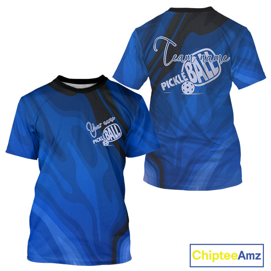 Custom Black And Blue Pickleball T-Shirt For Men, Outfit Pickleball Tournament Gifts NYN0991