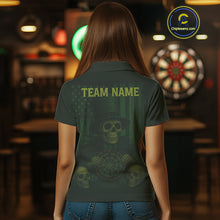Load image into Gallery viewer, Custom Skull Shamrock Dartboard Patrick's Day Dart Polo Shirt For Women Patrick Dart Jersey NYN1359