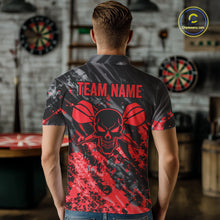 Load image into Gallery viewer, Custom Streaks Red And Grey Skull Men Darts Polo Team Shirt Skull Dart League Jerseys NYN2179