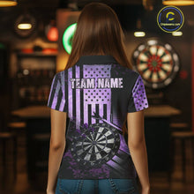 Load image into Gallery viewer, Purple US Flag Grunge Dartboard &amp; Arrow Women Darts 1/4-Zip Shirts Custom Dart Team Jerseys NYN2444