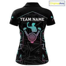 Load image into Gallery viewer, Blue And Pink Lines Human Plays Darts Polo Shirts For Women Personalized Dart Team Jerseys NYN2448