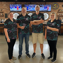 Load image into Gallery viewer, Blue And Pink Lines Human Plays Darts Polo Shirts For Men Personalized Dart Team Jerseys NYN2448