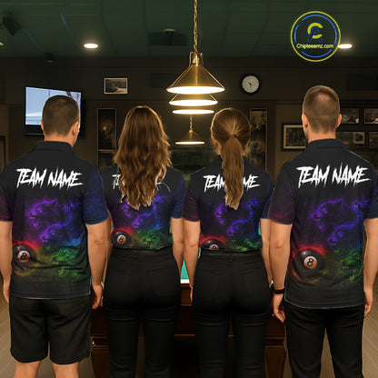 Horror Wolfs Colorful Flames Smoke Pool 8 Ball Women Billiard Shirt Custom Ball Billiard Team Attire NYN2664
