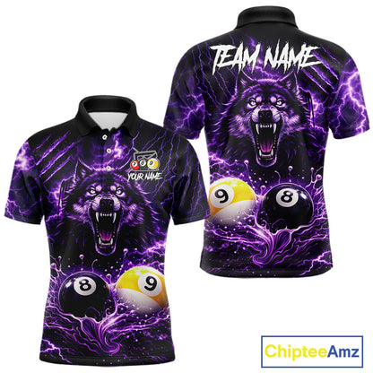 Custom Purple Horrors Wolf Smokes Pool 8 Ball & 9 Ball Men's Billiard Team Shirt Billiard Attire NYN2669