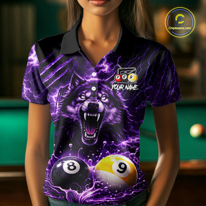 Custom Purple Horrors Wolf Smokes Pool 8 Ball & 9 Ball Women's Billiard Team Shirt Billiard Attire NYN2669