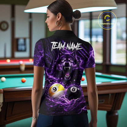 Custom Purple Horrors Wolf Smokes Pool 8 Ball & 9 Ball Women's Billiard Team Shirt Billiard Attire NYN2669