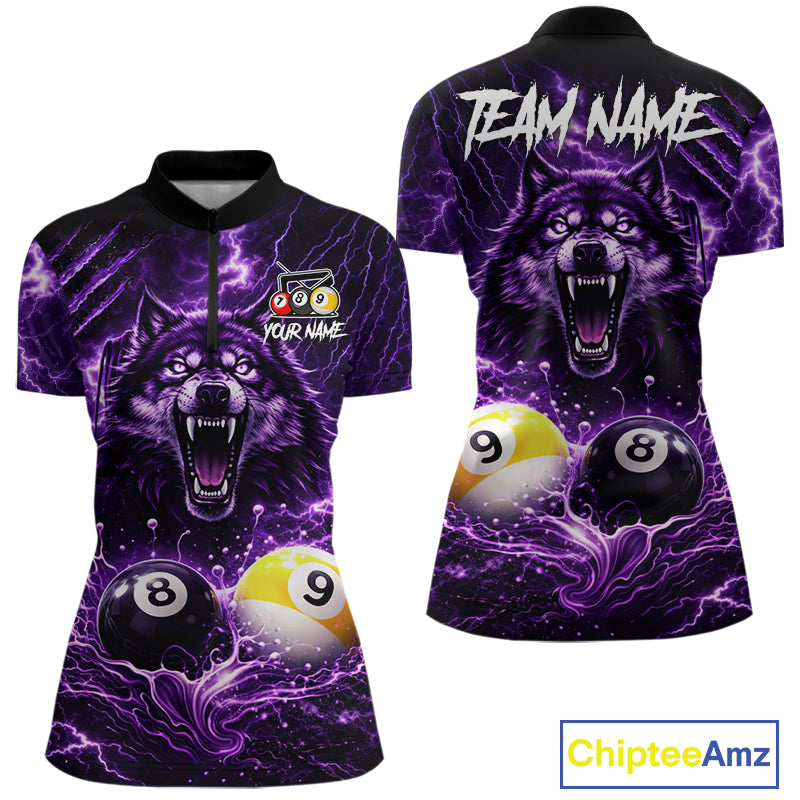 Custom Purple Horrors Wolf Smokes Pool 8 Ball & 9 Ball Women's Billiard Team Shirt Billiard Attire NYN2669