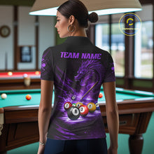 Load image into Gallery viewer, Purple Funny Dragon Thunder Ball Pool Billiard Team Shirt For Women Custom Billiards Ball Attire NYN3042