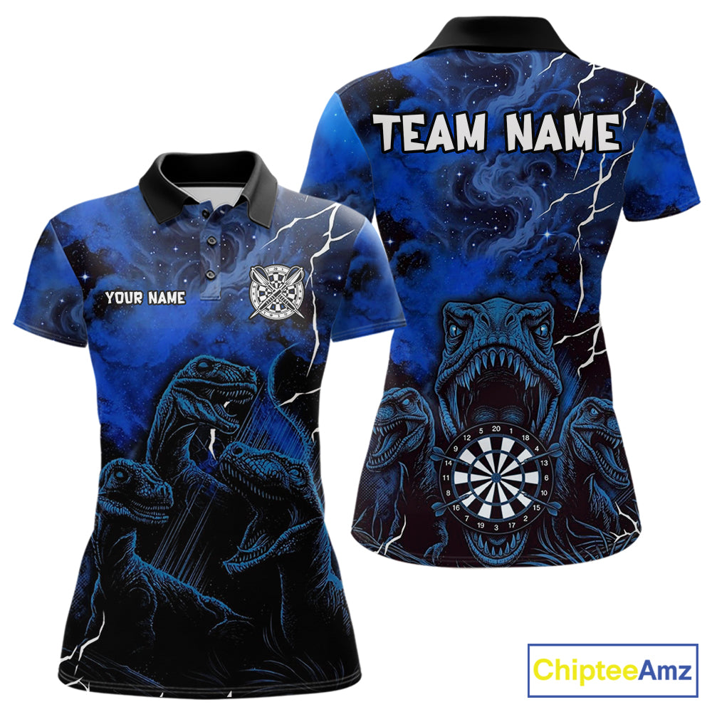 Personalized Blue Smoking Funny Dinosaurs Womens Darts Shirt Custom Grunge Outfits Dart Jerseys NYN3204