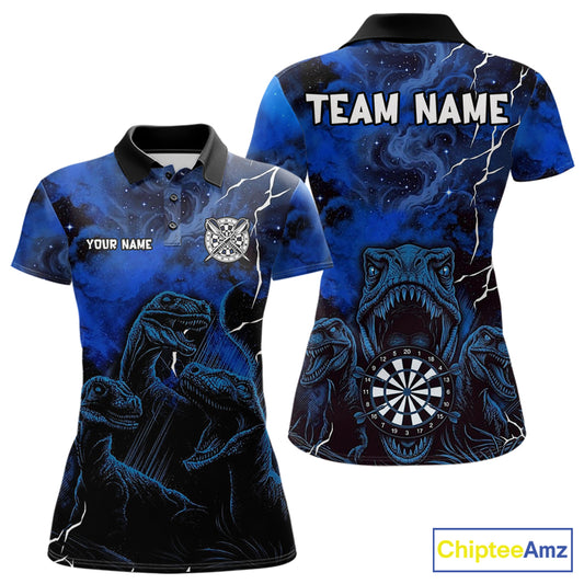 Personalized Blue Smoking Funny Dinosaurs Womens Darts Shirt Custom Grunge Outfits Dart Jerseys NYN3204
