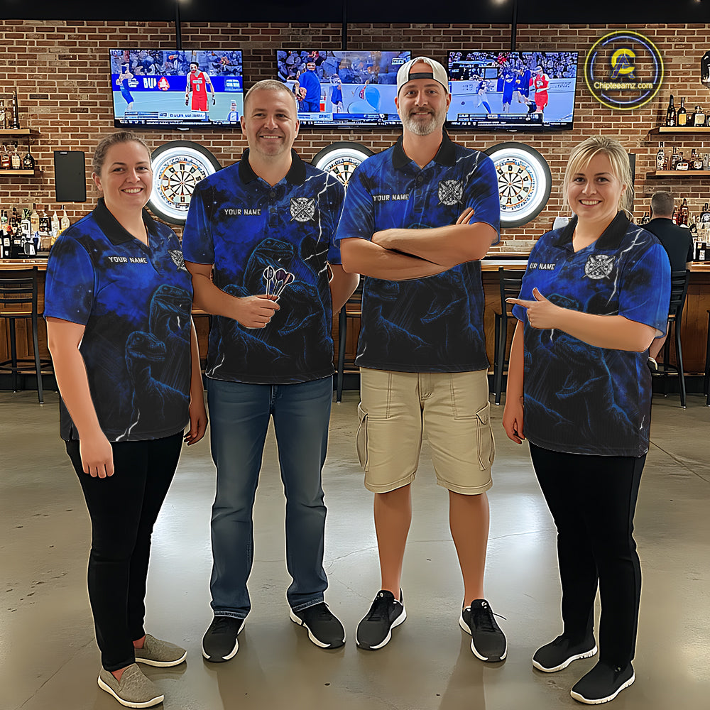 Personalized Blue Smoking Funny Dinosaurs Womens Darts Shirt Custom Grunge Outfits Dart Jerseys NYN3204