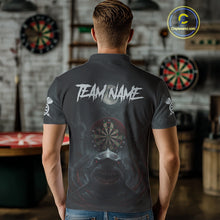 Load image into Gallery viewer, Black And Red Gothic Shark Dartboard Custom Men Darts Polo Shirt Shark Dart Jerseys NYN1921