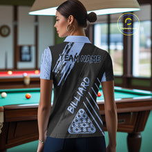 Load image into Gallery viewer, Light-Blue Grunge Billiard Ball Pool Women Polo &amp; 1/4-Zip Shirt Custom 8 Ball Billiards Jerseys NYN2452
