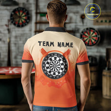 Load image into Gallery viewer, Men's Custom Dart Shirt With Skeleton Middle Finger Skull And Fiery Orange NYN0257