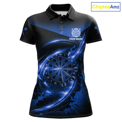 Thunder Blue Dartboard Women Dart Polo & 1/4-Zip Shirt Custom Name Splatter Dart Jersey For Darters NYN3208