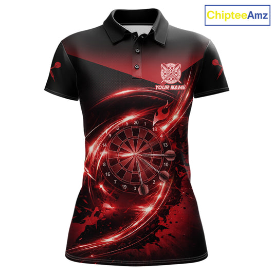 Thunder Red Dartboard Women Dart Polo & 1/4-Zip Shirt Custom Name Splatter Dart Jersey For Darters NYN3209