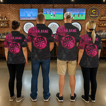 Load image into Gallery viewer, Black And Pink Smoking Dartboard Men Dart Polo 1/4-Zip Shirt Custom Grunge Dart Team Attire NYN3214