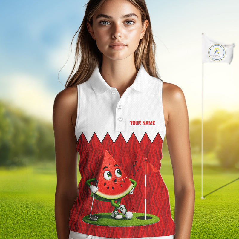 Funny Watermelon Polo Shirt Womens Golf Sleeveless Polo Shirts Custom Red And White Golf Tournament Shirt NYN3766