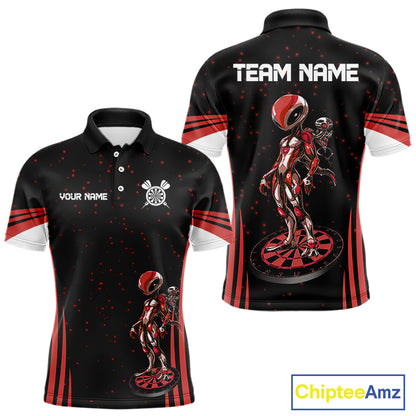 Custom Red Alien Dartboards Dart Polo Shirts For Men Outfits Alien Dart Team Jerseys NYN1022