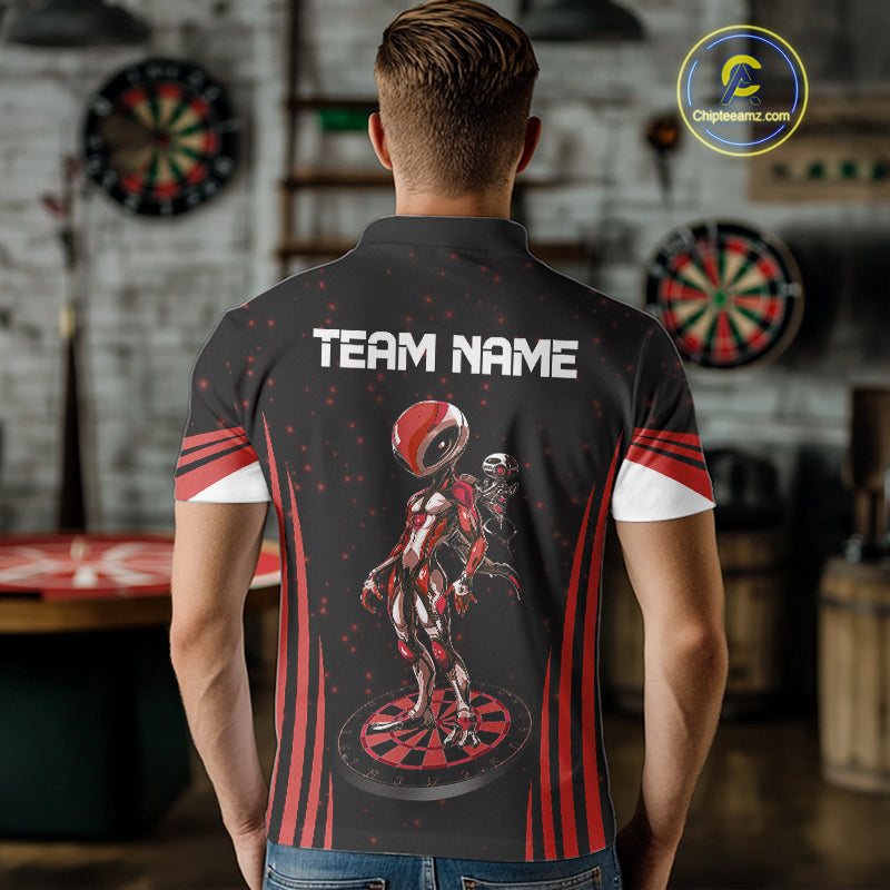 Custom Red Alien Dartboards Dart Polo Shirts For Men Outfits Alien Dart Team Jerseys NYN1022