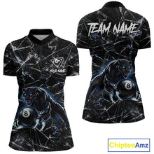 Load image into Gallery viewer, Multi-Panther Funny Glass Crack 8 Ball Pool Polo &amp; 1/4-Zip Team Shirt For Women Custom Billiards Ball Apparel NYN2464