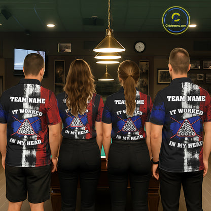 Skull Hoding 9 Ball & 8 Ball Pool Men Billiard Team Shirt Custom Blue & Red Billiards Ball Apparel NYN2468