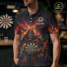 Load image into Gallery viewer, Colorful Smoke Horror Grim Reaper Dartboard Dart Polo Shirts For Men Custom Dart Team Shirts NYN2677
