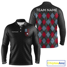 Load image into Gallery viewer, Mens American Flag Golf Shirts Patriotic Golf Jersey Custom Black Ball Golf Clothing, Golf Gifts NYN3053
