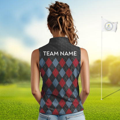 Womens American Flag Golf Shirts Patriotic Golf Jersey Custom Black Ball Golf Sleeveless Polo Jerseys NYN3053