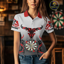 Load image into Gallery viewer, Red Dark Bull Colorful Dartboard Women's Darts Shirt - Custom Name For Darts Jersey NYN0516